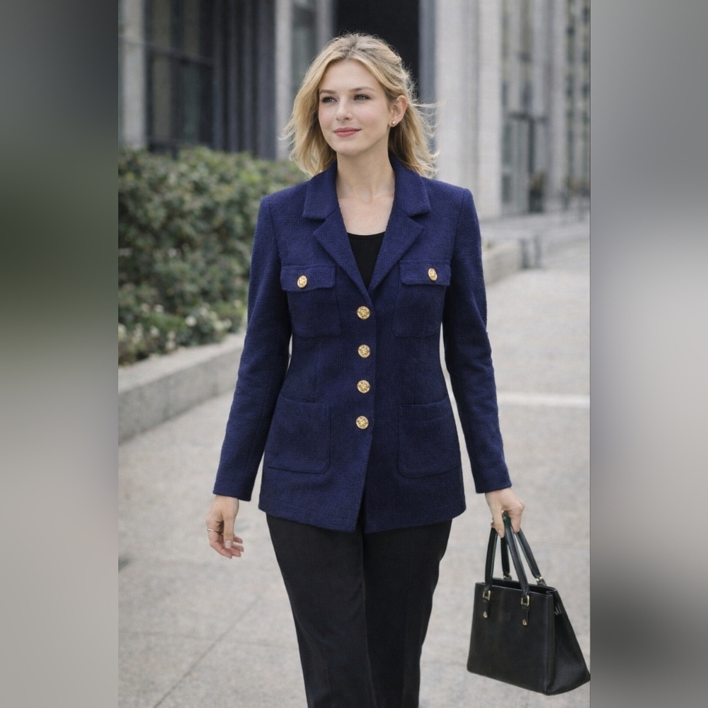 St. John Santana Knit‎ Wool Blend Quiet Luxury Heritage Jacket, Size 8